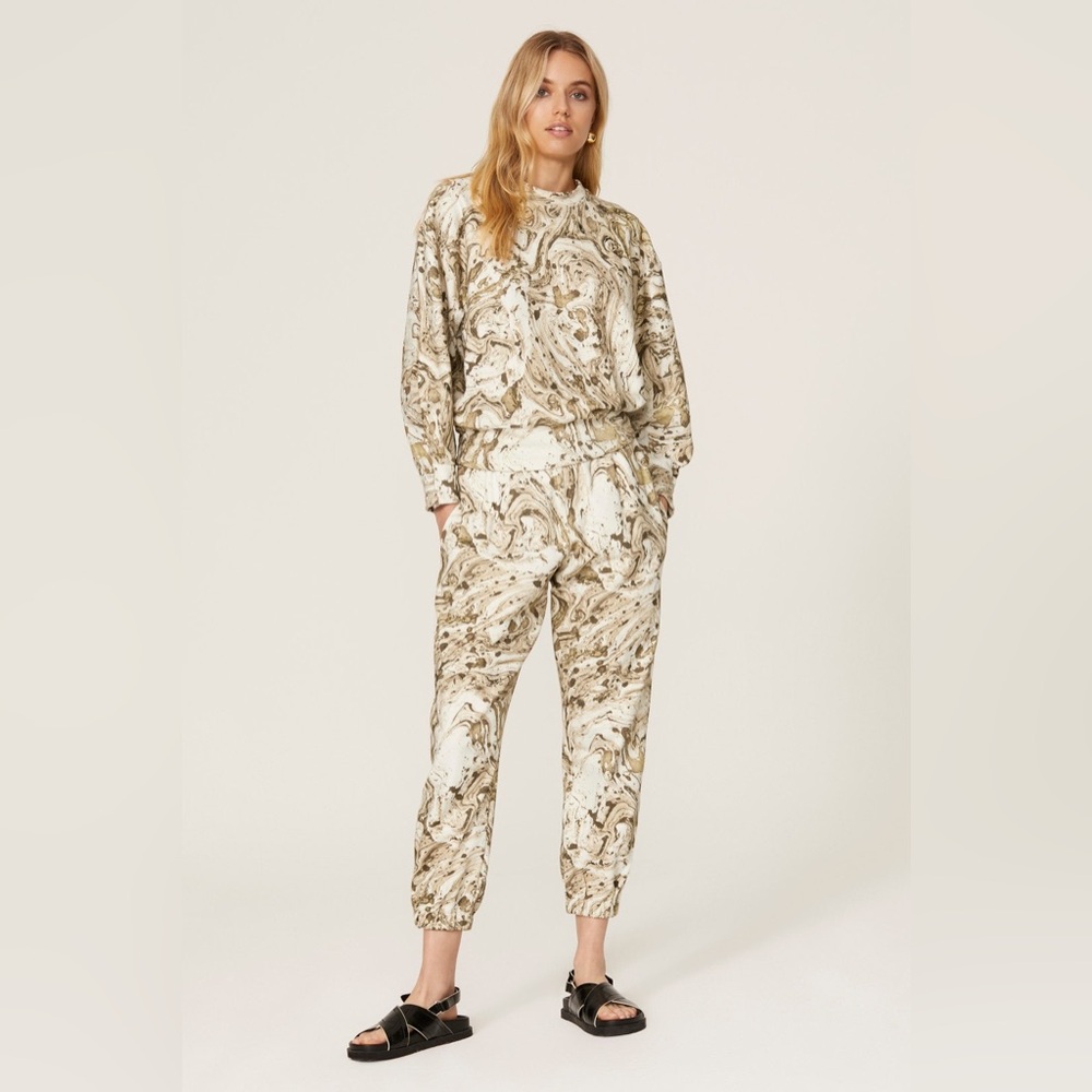 Bassike Marble Print Sweatpants Beige M